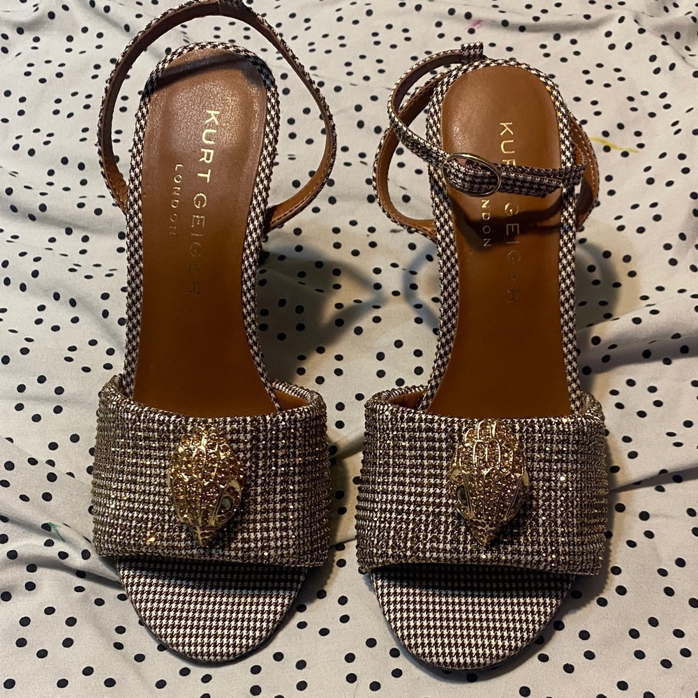Kurt Geiger Houndstooth Heels with Gold Detail